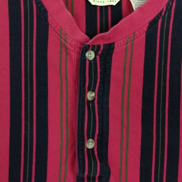 Eddie Bauer Mens Shirt‎ Henley Long Sleeve Red Blue Stripes Pullover L - Picture 4 of 13